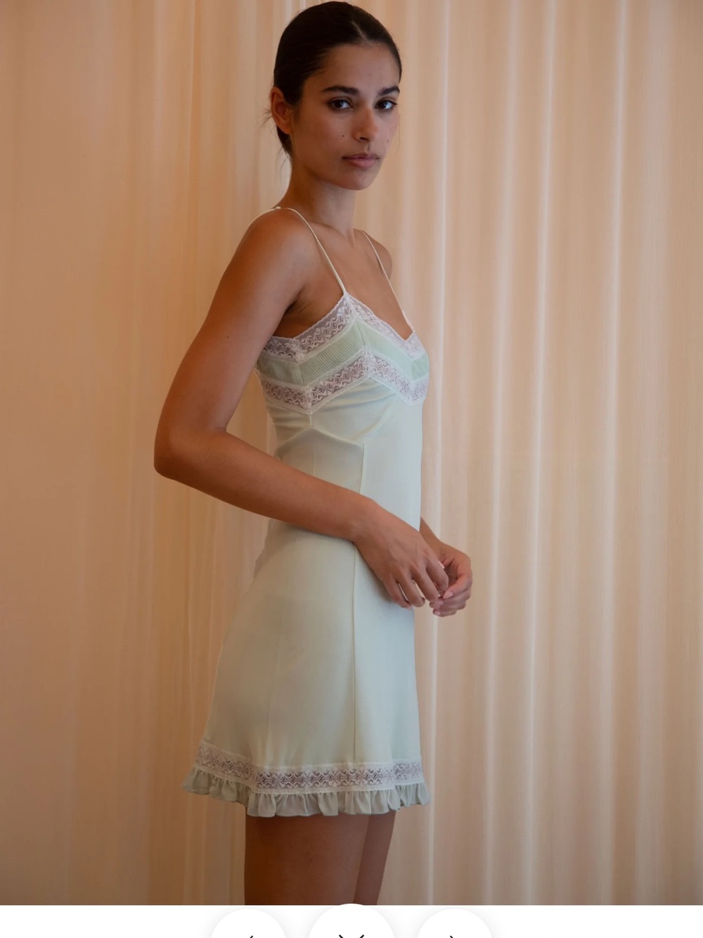 Women's Mint Lace-Trim Mini Slip Dress